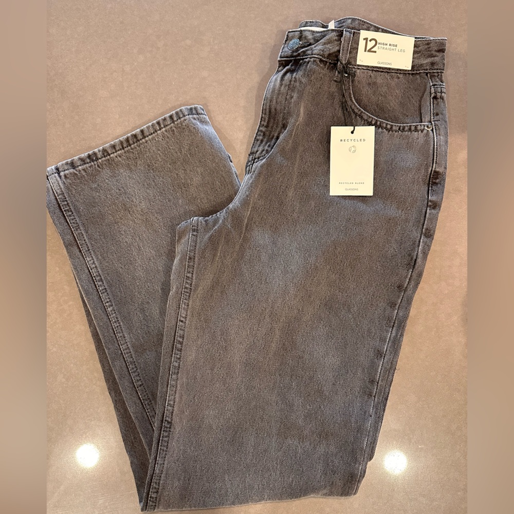 GLASSONS Black High Rise Straight Leg Jeans